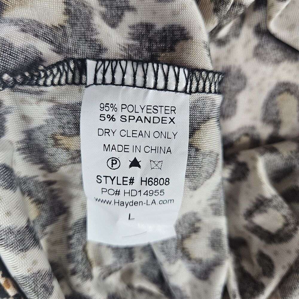 Hayden LA Leopard Animal Print Sleeveless Tie-Neck Collared Keyhole Blouse Top L - Picture 6 of 10